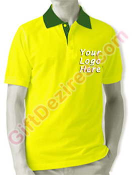Designer Yellow and Green Color Mens Logo T Shirts